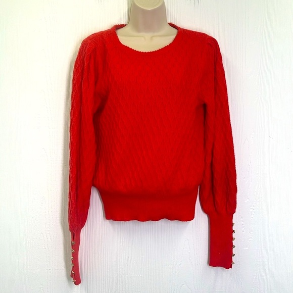 Lilly Pulitzer - Jacquetta Gold Button Sleeves Scalloped Neck Sweater Size Small - Picture 2 of 13